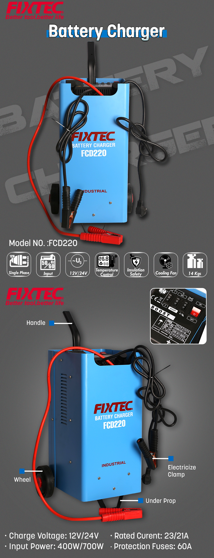 Cargador de batería TEC 3-12V Cargador de batería de coche hasta 100  Ah-Protección térmica Tecnoweld