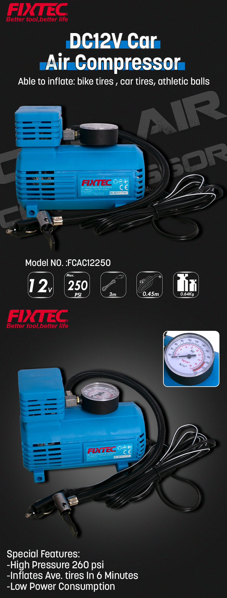 Compresor de aire sin aceite FIXTEC 1/3HP